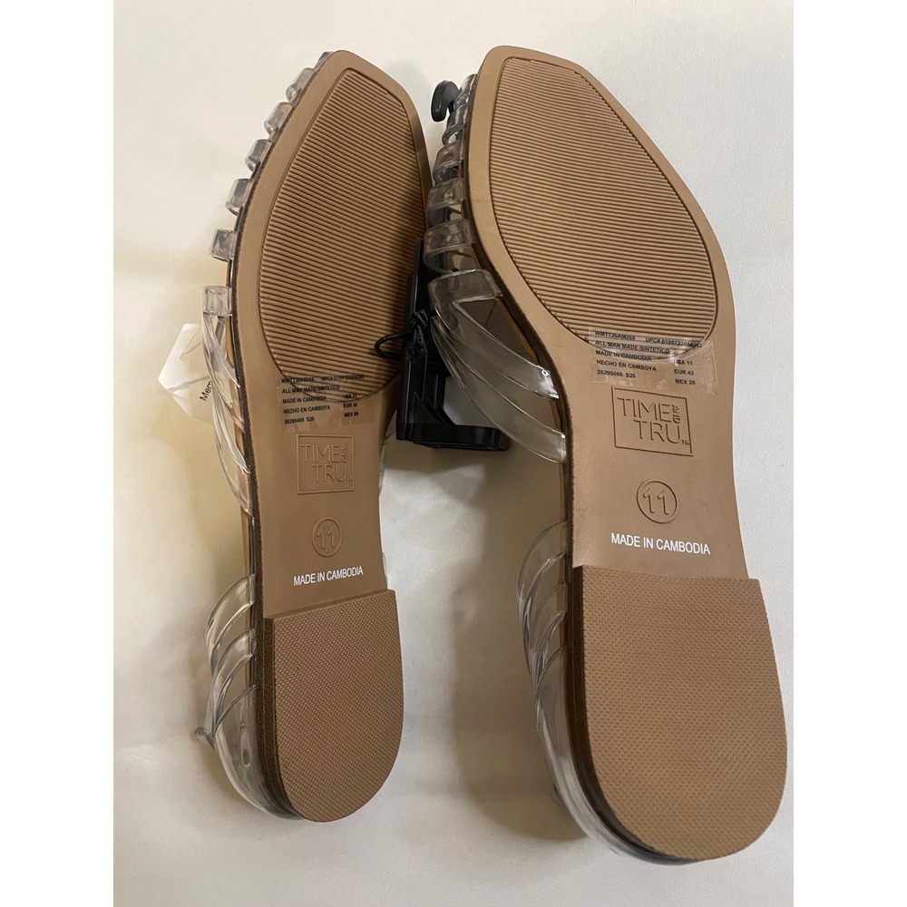 Time and Tru Women Clear Jelly Huarache Sandals Memory Foam Flat Shoes Size 11 - Picture 4 of 4